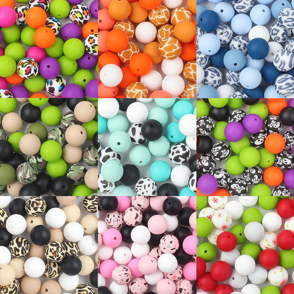 Pearl Necklace Set - 10/20/30Pcs 12mm 15mm Round Silicone Beads