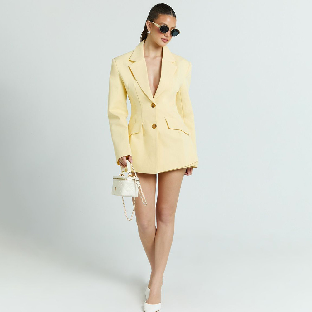 Light Yellow Women's 2Pic Suit - Women'S Formal Wear Pants Suit ulasan dan harga