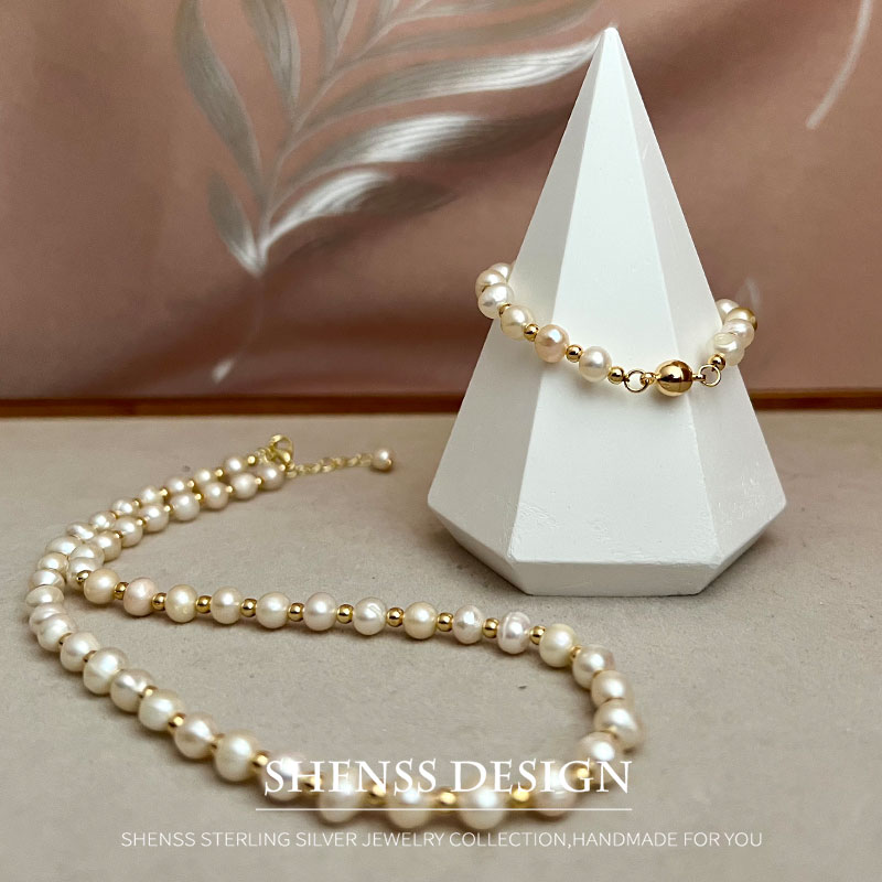 Classic Temperament Natural 5- - Pearl Necklace Set ulasan dan harga
