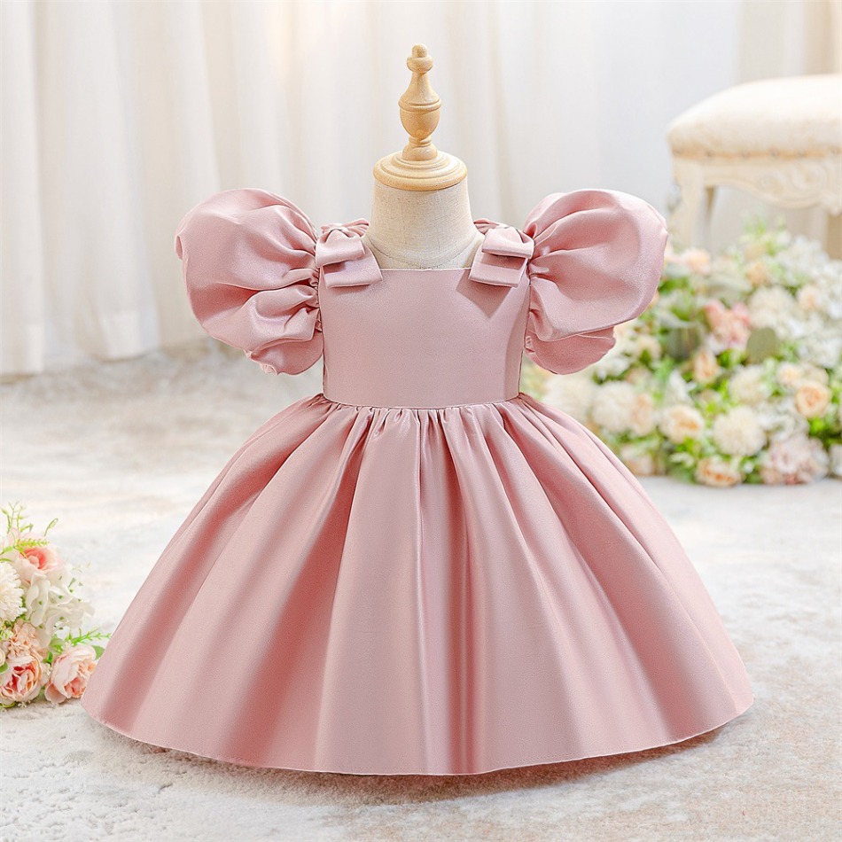 Girls Pink Satin Ball Gown wit - Women'S Formal Wear For Girls ulasan dan harga