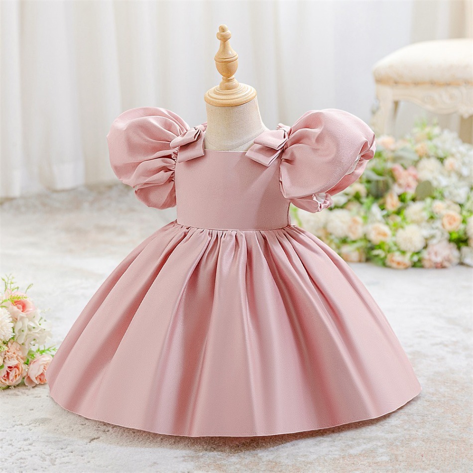 Girls Pink Satin Ball Gown wit - Women'S Formal Wear For Girls ulasan dan harga
