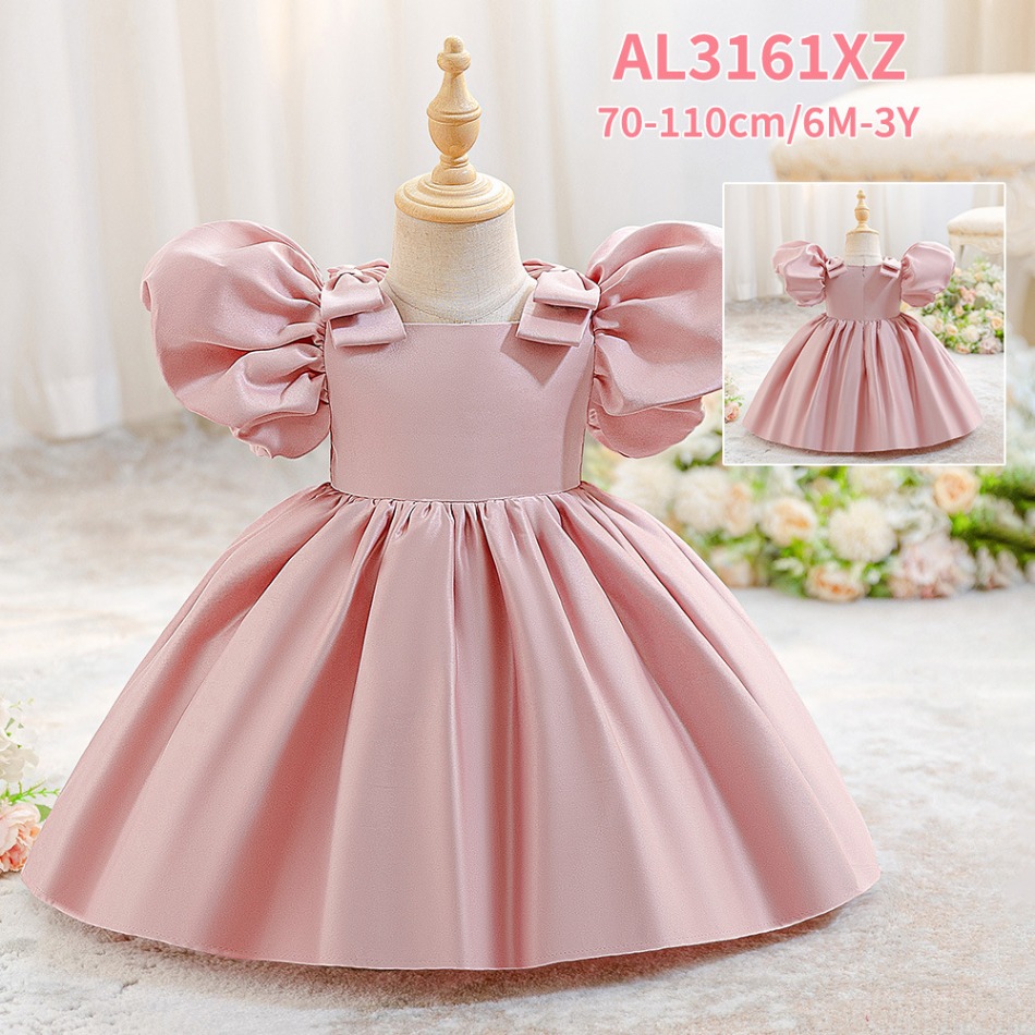 Girls Pink Satin Ball Gown wit - Women'S Formal Wear For Girls ulasan dan harga