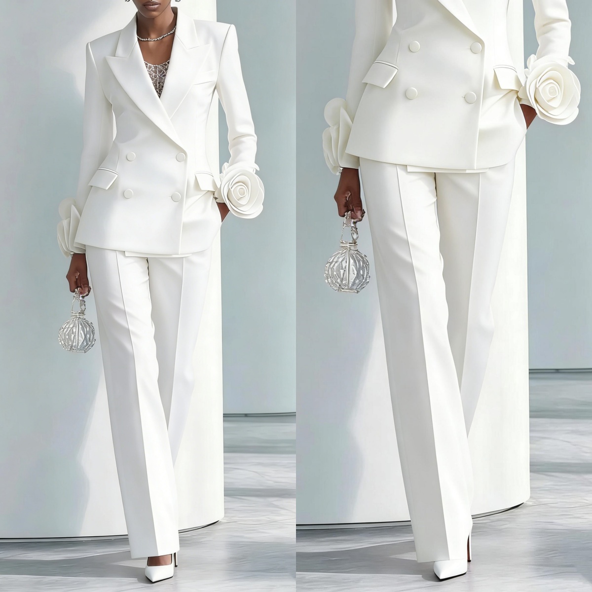 2 Pieces White Flowers Women P - Women Formal Wear For Graduation ulasan dan harga