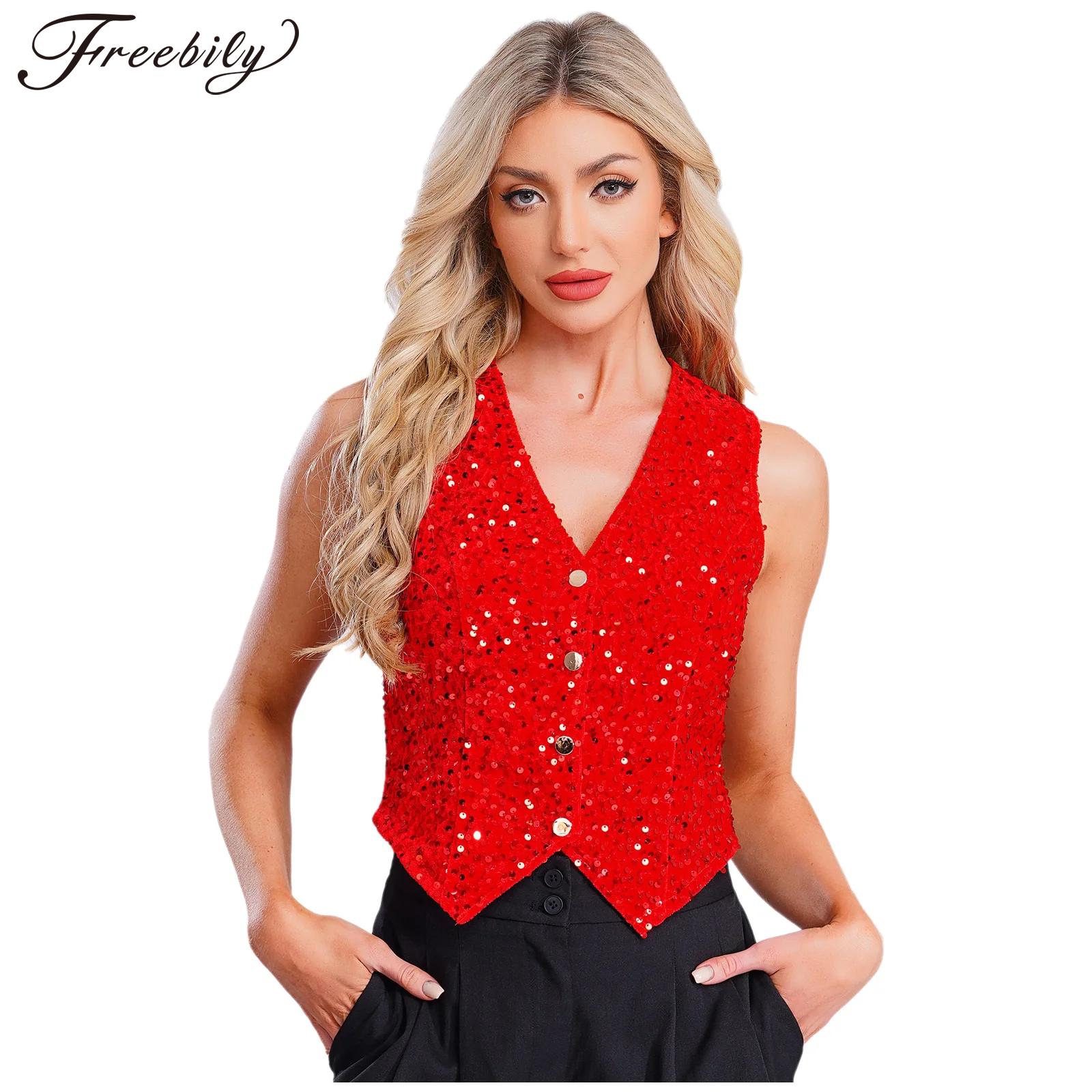 Women Shiny Sequins Vest Chris - Women Formal Wear Vest ulasan dan harga