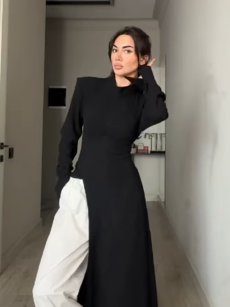 Women's Elegant High Neck Long - Women Formal Wear Office ulasan dan harga