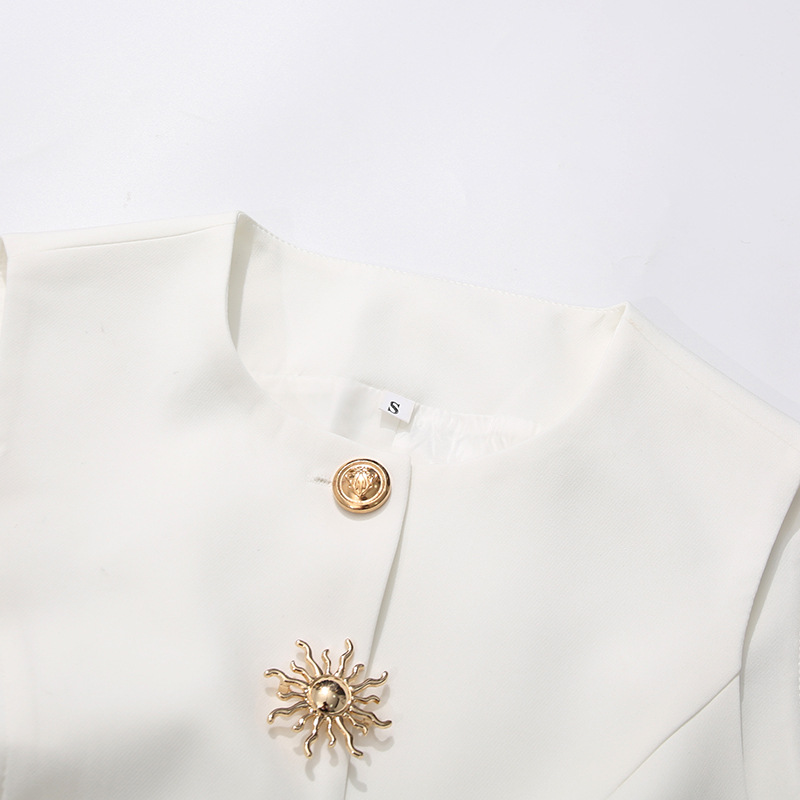 White O-neck Vest Golden Speci - Women Formal Wear Vest ulasan dan harga
