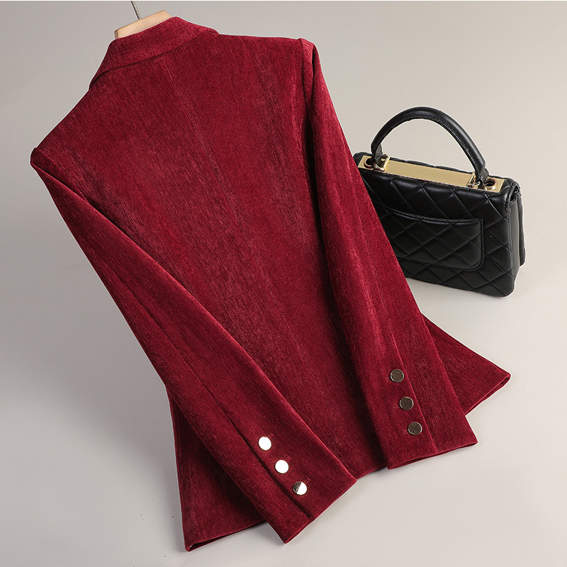 Yellow Gold Velvet Blazer Wome - Women Formal Wear Office ulasan dan harga