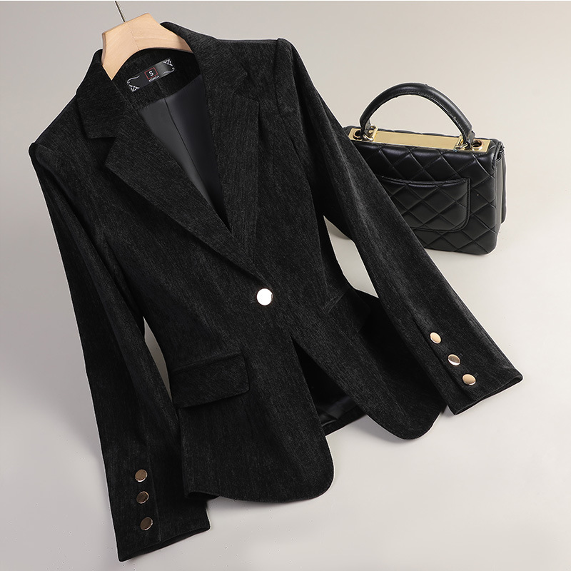 Yellow Gold Velvet Blazer Wome - Women Formal Wear Office ulasan dan harga