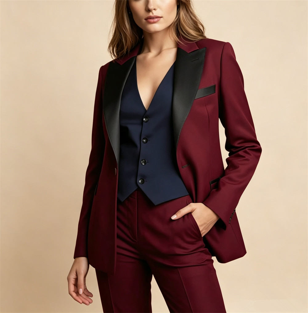 Elegant Burgundy Women's Suits - Women Formal Wear Vest ulasan dan harga