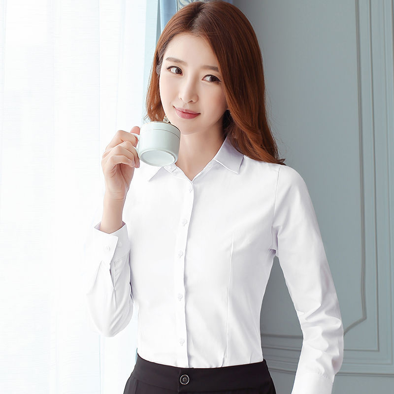 Korean Slim Black White Blouse - Women Formal Wear Office ulasan dan harga
