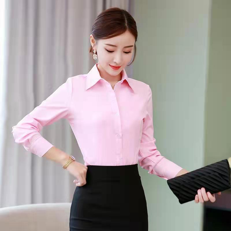 Korean Slim Black White Blouse - Women Formal Wear Office ulasan dan harga