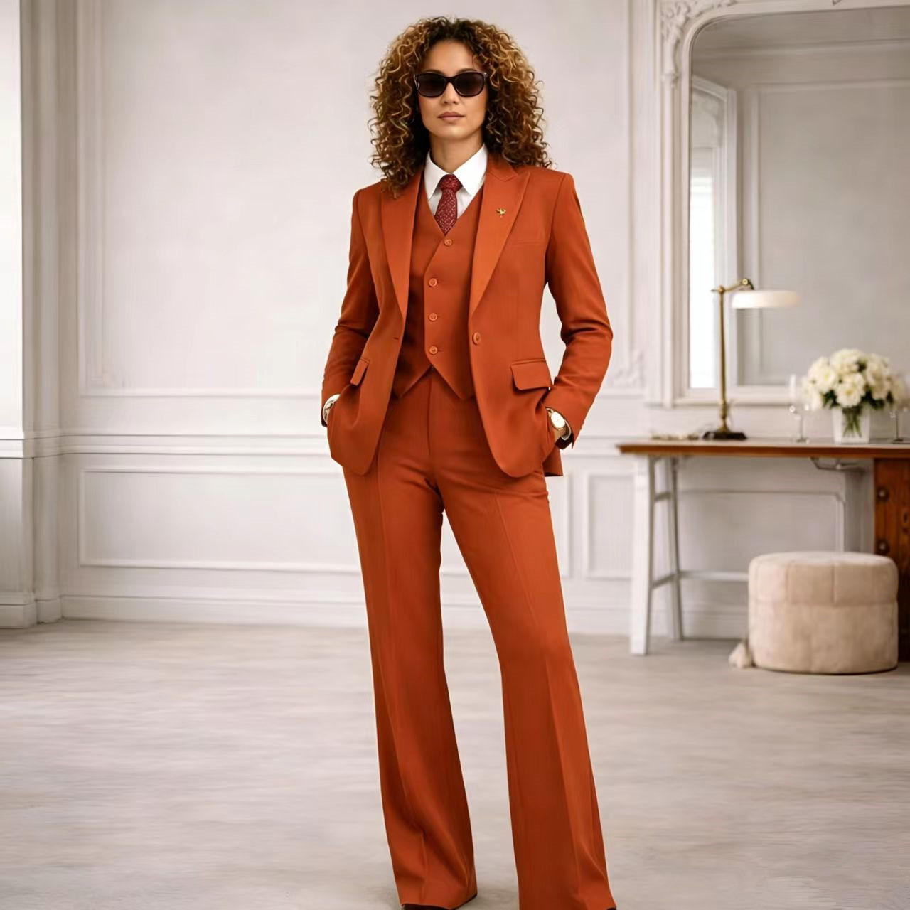 Rust Women's Suits 3 Pcs Vinta - Women Formal Wear Vest ulasan dan harga