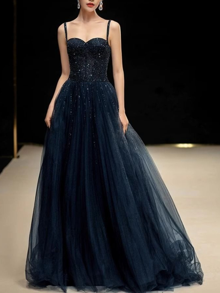 Elegant Princess Navy Blue Seq - Women Formal Wear For Graduation ulasan dan harga