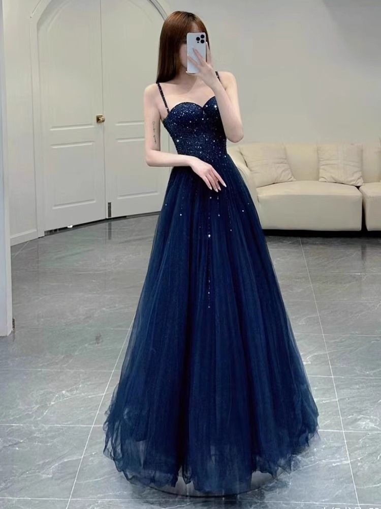 Elegant Princess Navy Blue Seq - Women Formal Wear For Graduation ulasan dan harga