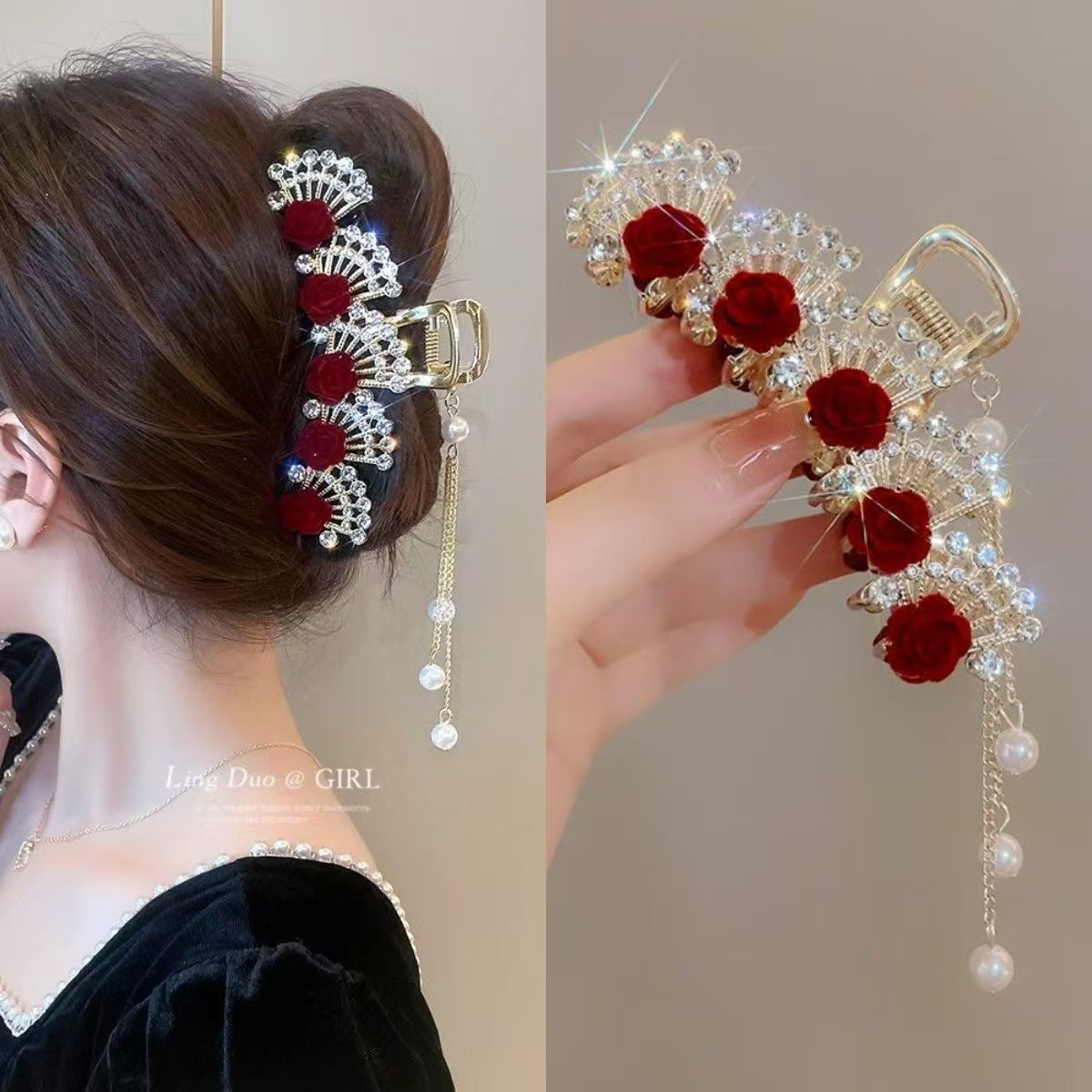 Vintage Red Floral Rhinestone  - Women'S Formal Wear Accessories ulasan dan harga