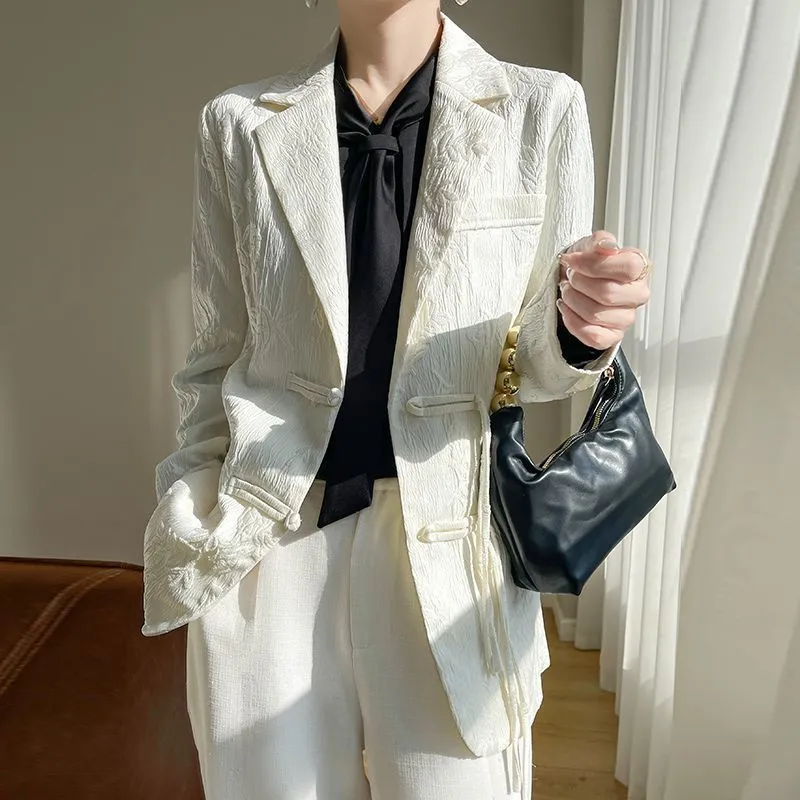 Women's White Textured Blazer  - Women Formal Wear Office ulasan dan harga