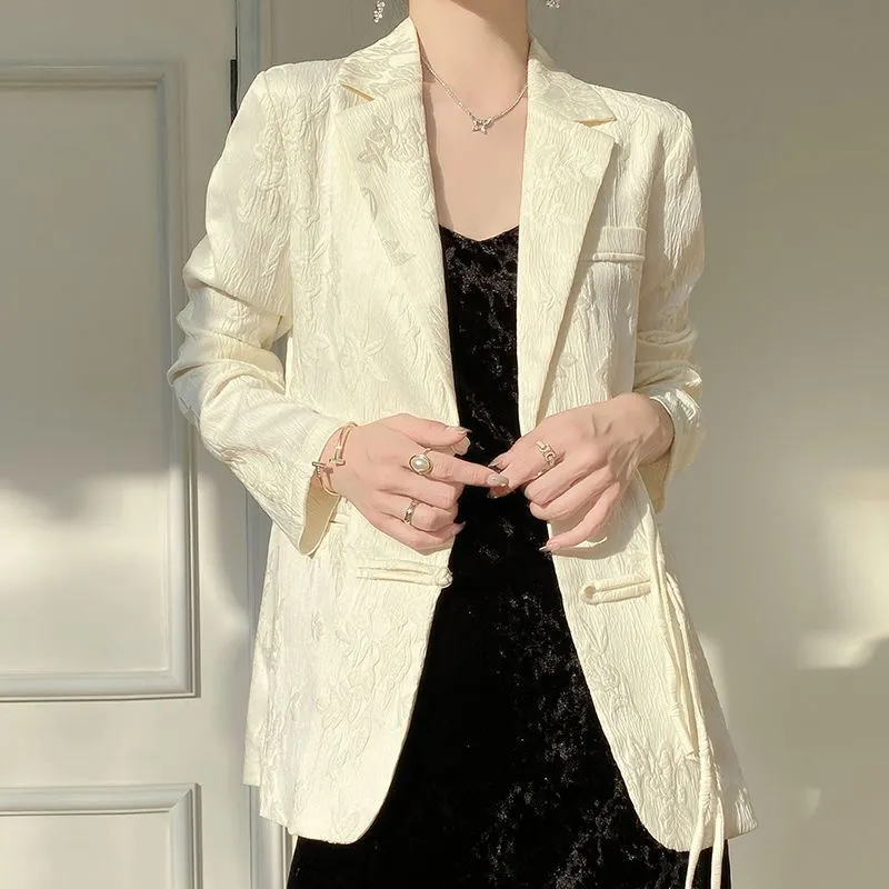 Women's White Textured Blazer  - Women Formal Wear Office ulasan dan harga
