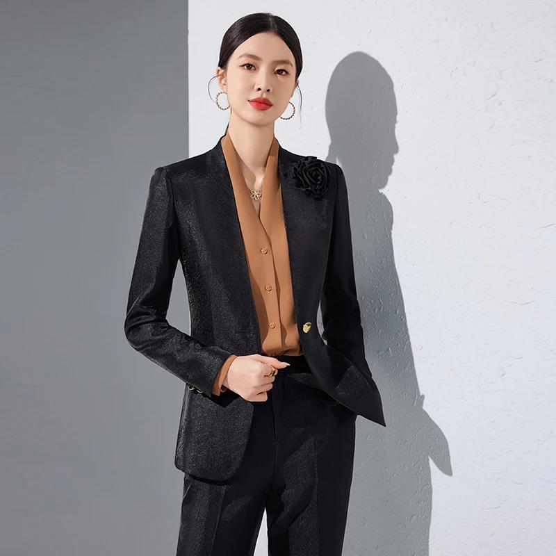 Women Blazer Pants Sets Gold A - Women Formal Wear Office ulasan dan harga